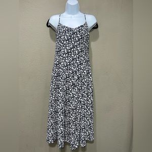 Banana Republic Blue White Floral Adjustable Strap Lined Midi Dress